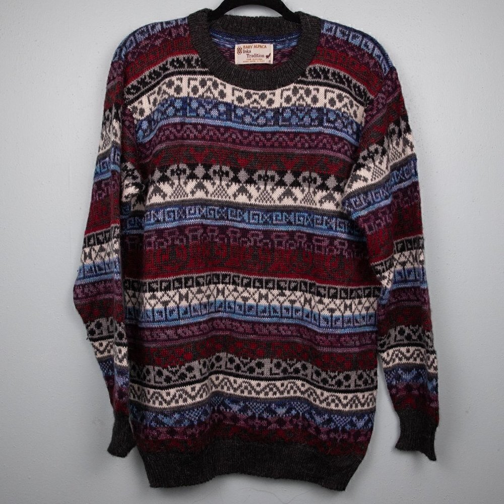 Inka Traditions Baby Alpaca Fair Isle sweater-L